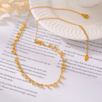 18K Gold Plated Stainless Steel Calabash Bead Tassel Choker