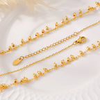 18K Gold Plated Stainless Steel Calabash Bead Tassel Choker