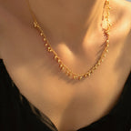 18K Gold Plated Stainless Steel Calabash Bead Tassel Choker