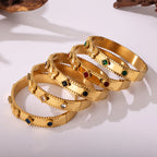 Vintage Beaded Gear Edge Crystal Gemstone Butterfly Bangle