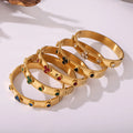 18K Gold Plated Clover Gemstone Hinged Bangle Bracelet