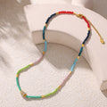 Dopamine Colorful Beaded CZ Charm Choker Necklace