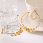 Pave Crystal Heart Charm Bangle Bracelet