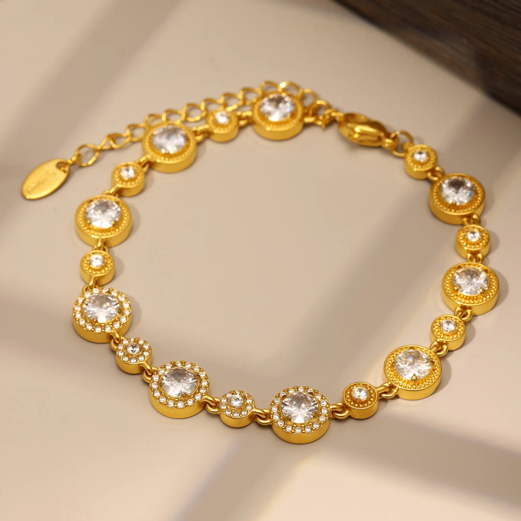 4-Piece 18K Gold Cubic Zirconia Layered Bracelet Set