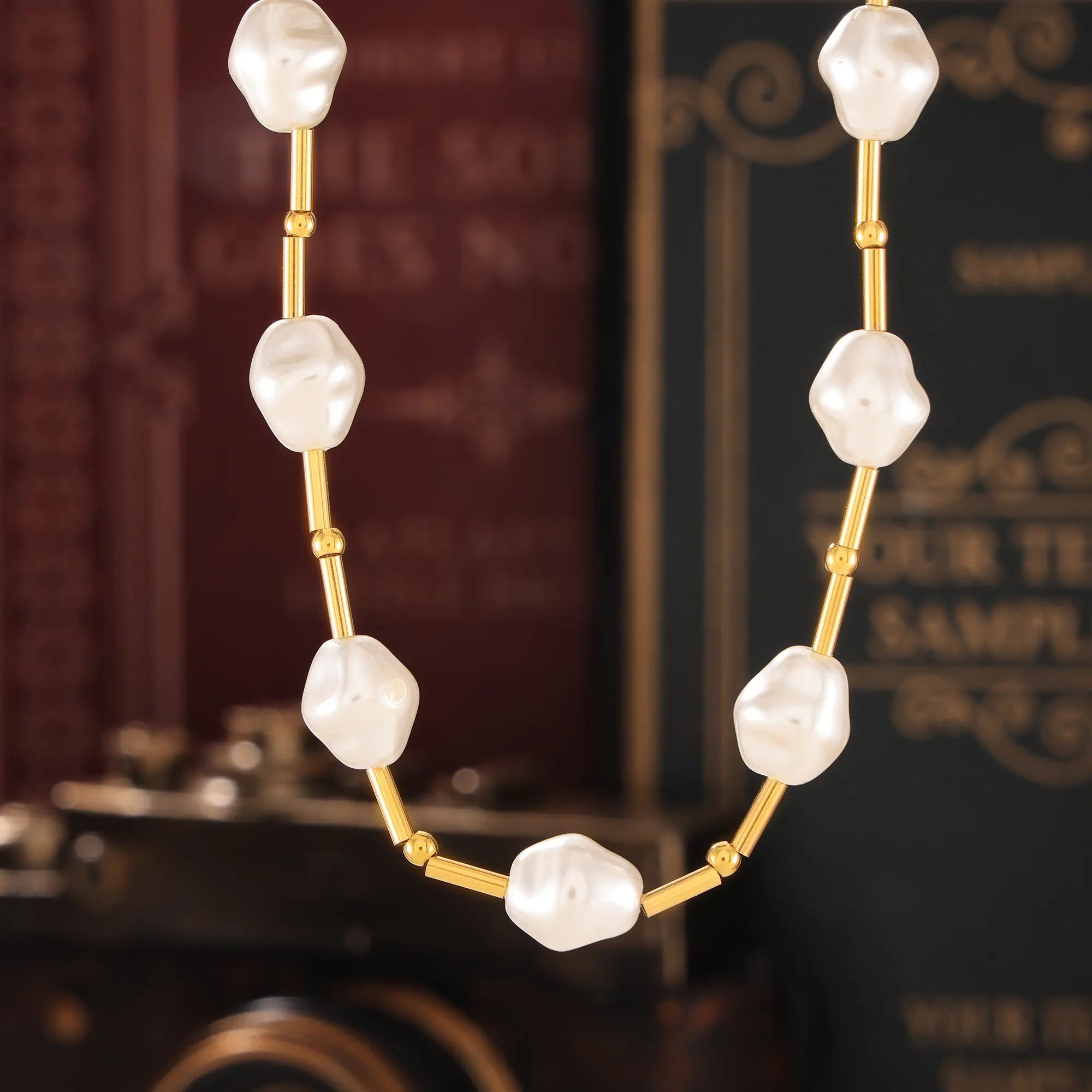 French Vintage Baroque Pearl Beaded Choker Necklace