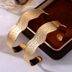 Textured Wave Open Cuff Bangle