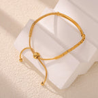 18K Gold Plated Curved Pave CZ Bar Snake Chain Slider Bracelet