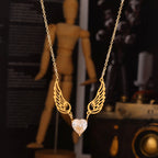 Angel Wings Heart Cubic Zirconia Pendant Necklace