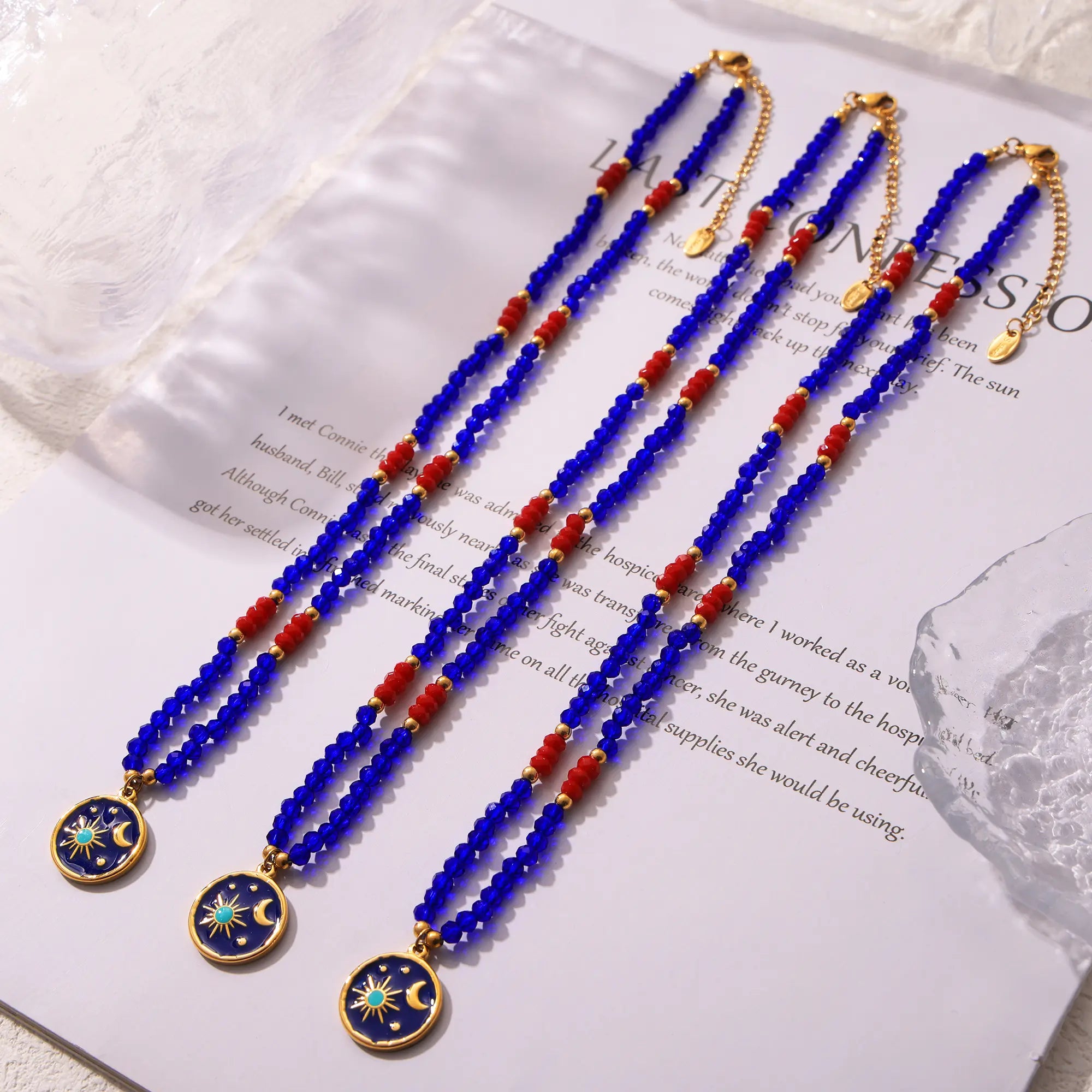Bohemian Celestial Starry Night Enamel Pendant Necklace