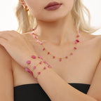 Boho Pink Raw Gemstone Necklace & Bracelet Set