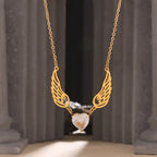 Angel Wings Heart Cubic Zirconia Pendant Necklace