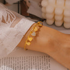 Pave Crystal Heart Charm Bangle Bracelet