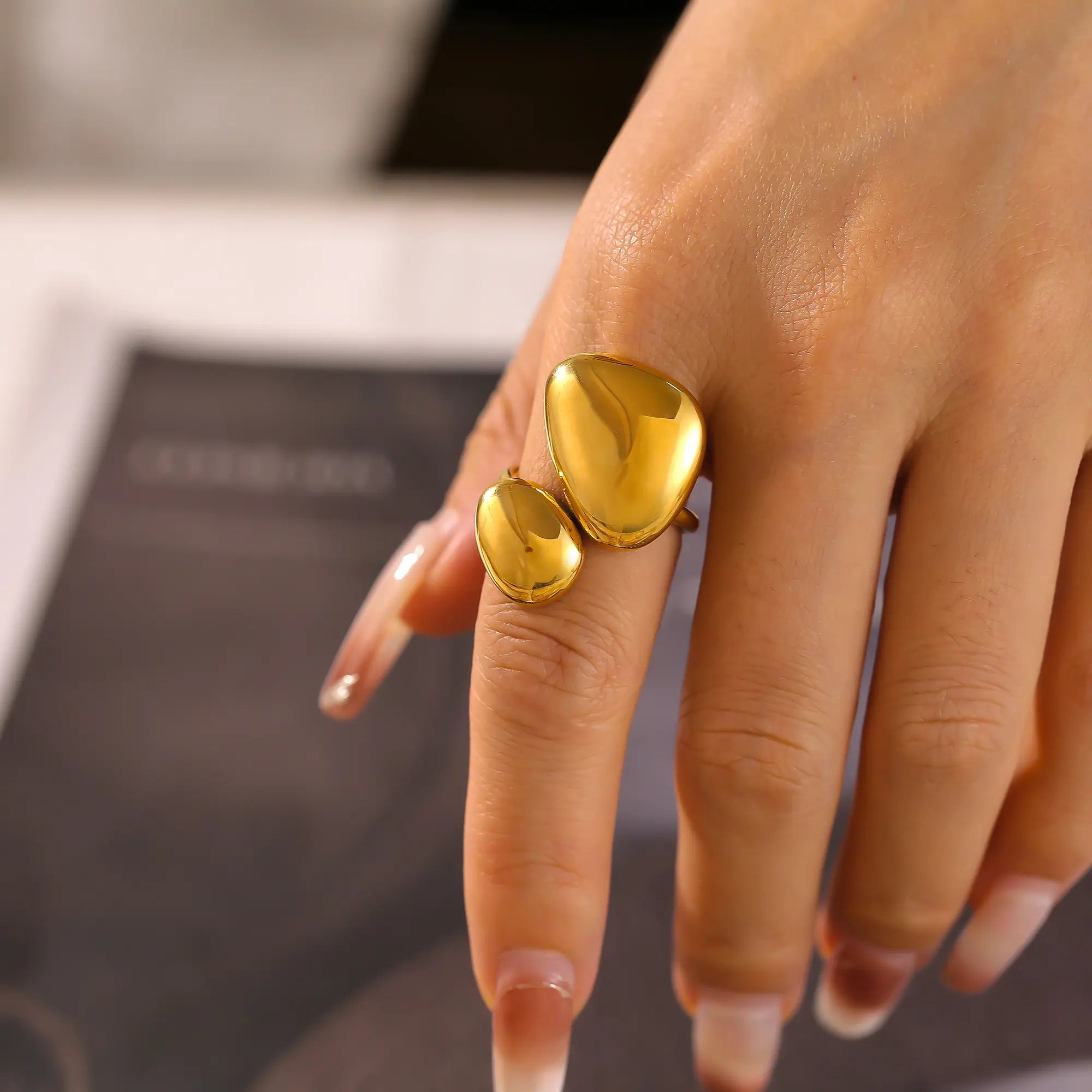 Irregular Geometric Liquid Metal Open Ring