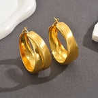 Vintage Textured Double Layer Hoop Earrings in 18K Gold Plated