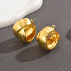 Vintage Textured Double Layer Hoop Earrings in 18K Gold Plated