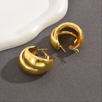 Vintage Textured Double Layer Hoop Earrings in 18K Gold Plated
