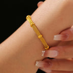 18K Gold Bamboo Mesh Chain Bracelet