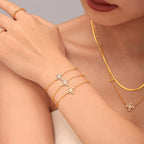 Sparkling CZ Clover Flower Necklace & Bracelet Jewelry Set