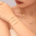 Sparkling Infinity CZ Layered Necklace & Bracelet Jewelry Set