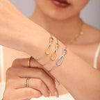 CZ Pave Infinity Loop Pendant Necklace & Curved Bar Bracelet Set