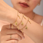 Sacred Heart & Italian Horn Charm Layered Necklace & Bracelet Set