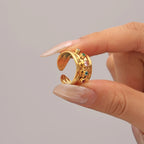 Textured Gemstone Hoop Earrings & Adjustable Ring