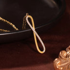 CZ Pave Infinity Loop Pendant Necklace & Curved Bar Bracelet Set