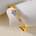 Pave Crystal Snake Motif Cutout Hinge Bangle