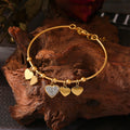 Pave Crystal Heart Charm Bangle Bracelet