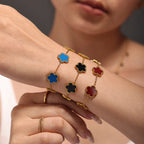 18K Gold Plated 5-Leaf Clover Motif Bracelet