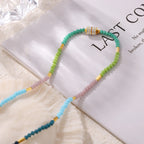 Dopamine Colorful Beaded CZ Charm Choker Necklace