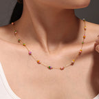 Colorful Gemstone Layered Necklace and Bracelet Set