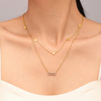 Sparkling Infinity CZ Layered Necklace & Bracelet Jewelry Set