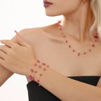 Boho Pink Raw Gemstone Necklace & Bracelet Set