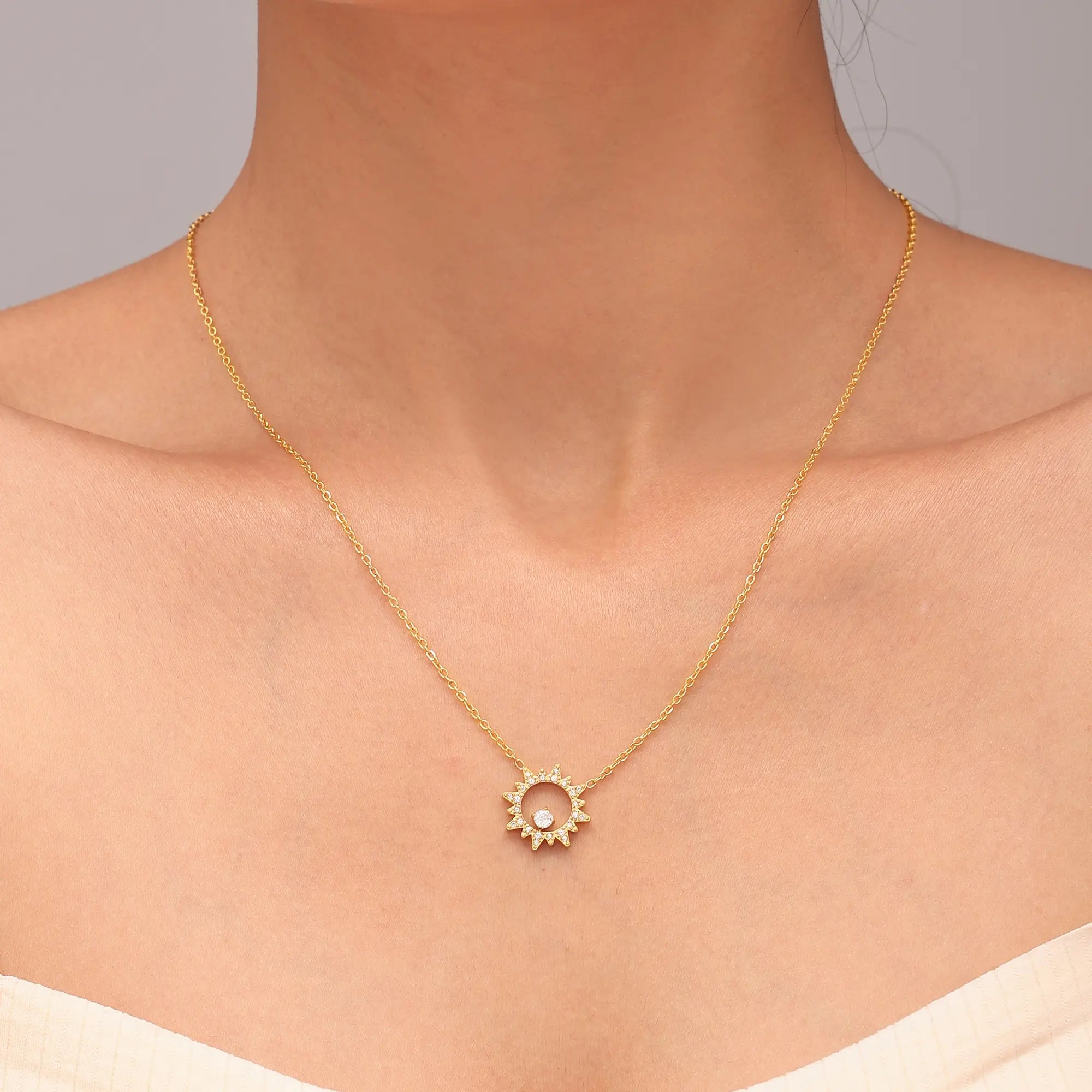 Sparkling Sunburst CZ Pendant Necklace & Bracelet Jewelry Set