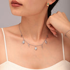 Sacred Heart & Italian Horn Charm Layered Necklace & Bracelet Set