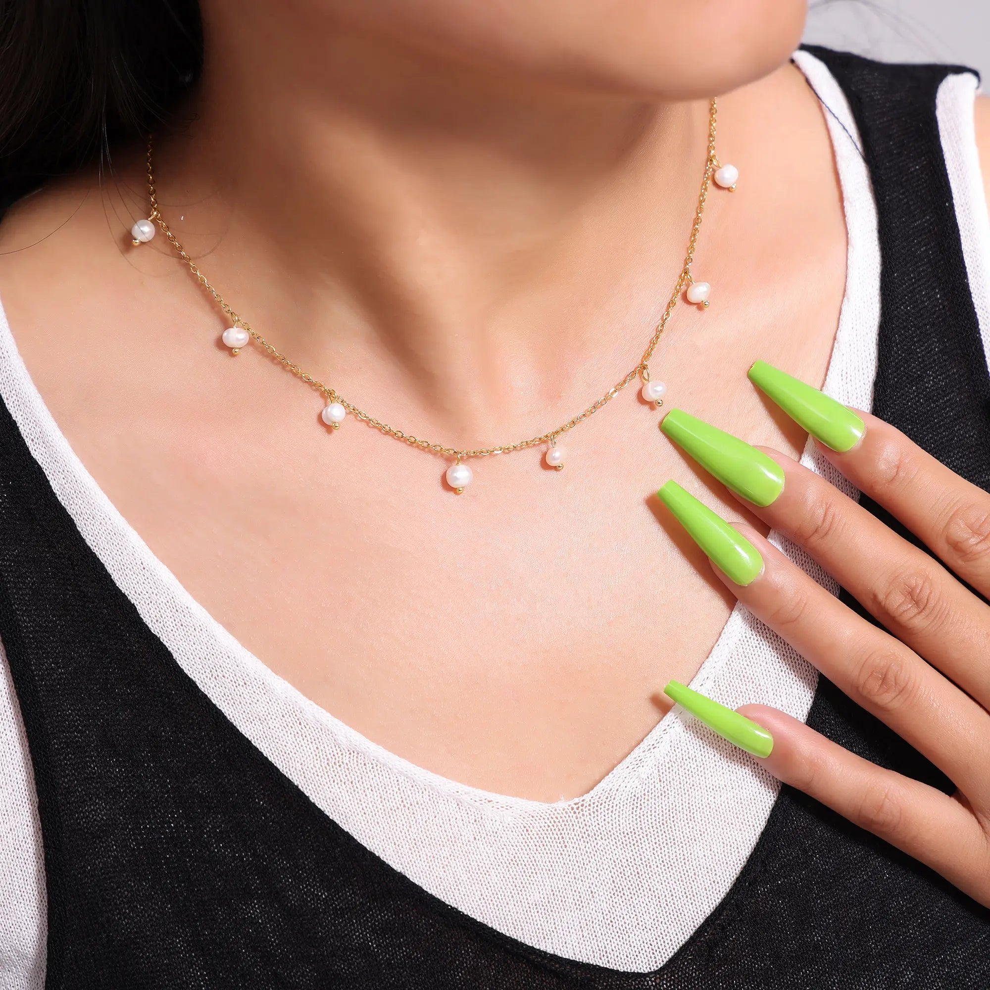 French Style Genuine Freshwater Pearl Drop Necklace