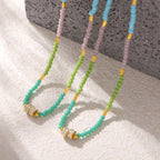 Dopamine Colorful Beaded CZ Charm Choker Necklace
