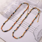 Boho Colorful Natural Stone Beaded Choker Necklace