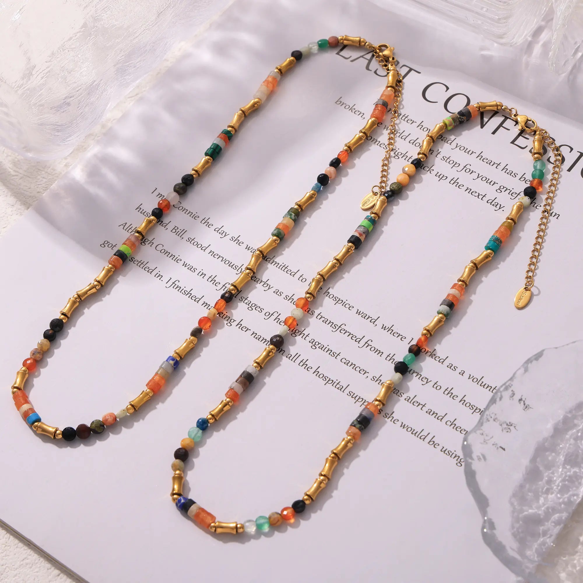 Boho Colorful Natural Stone Beaded Choker Necklace