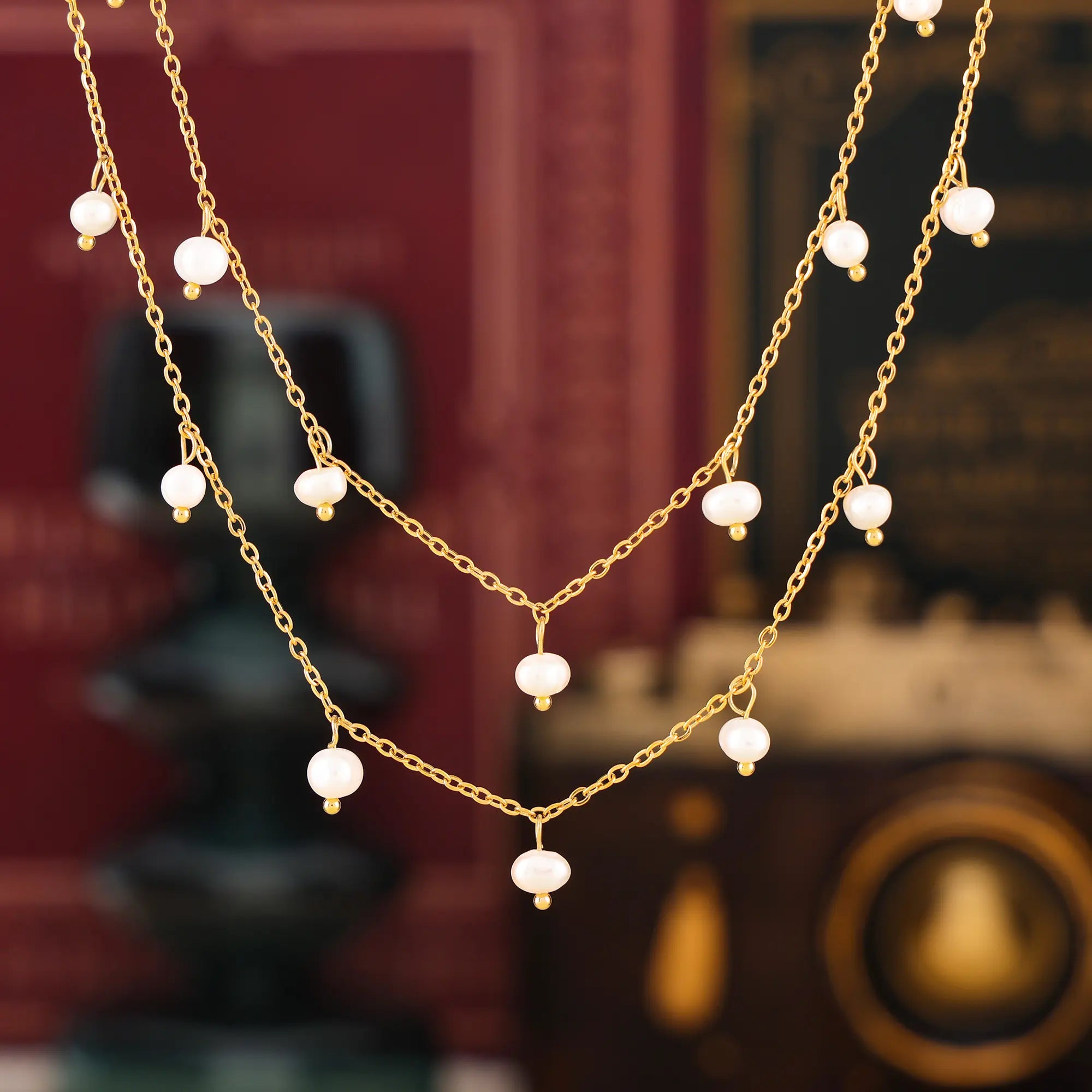 French Style Genuine Freshwater Pearl Drop Necklace