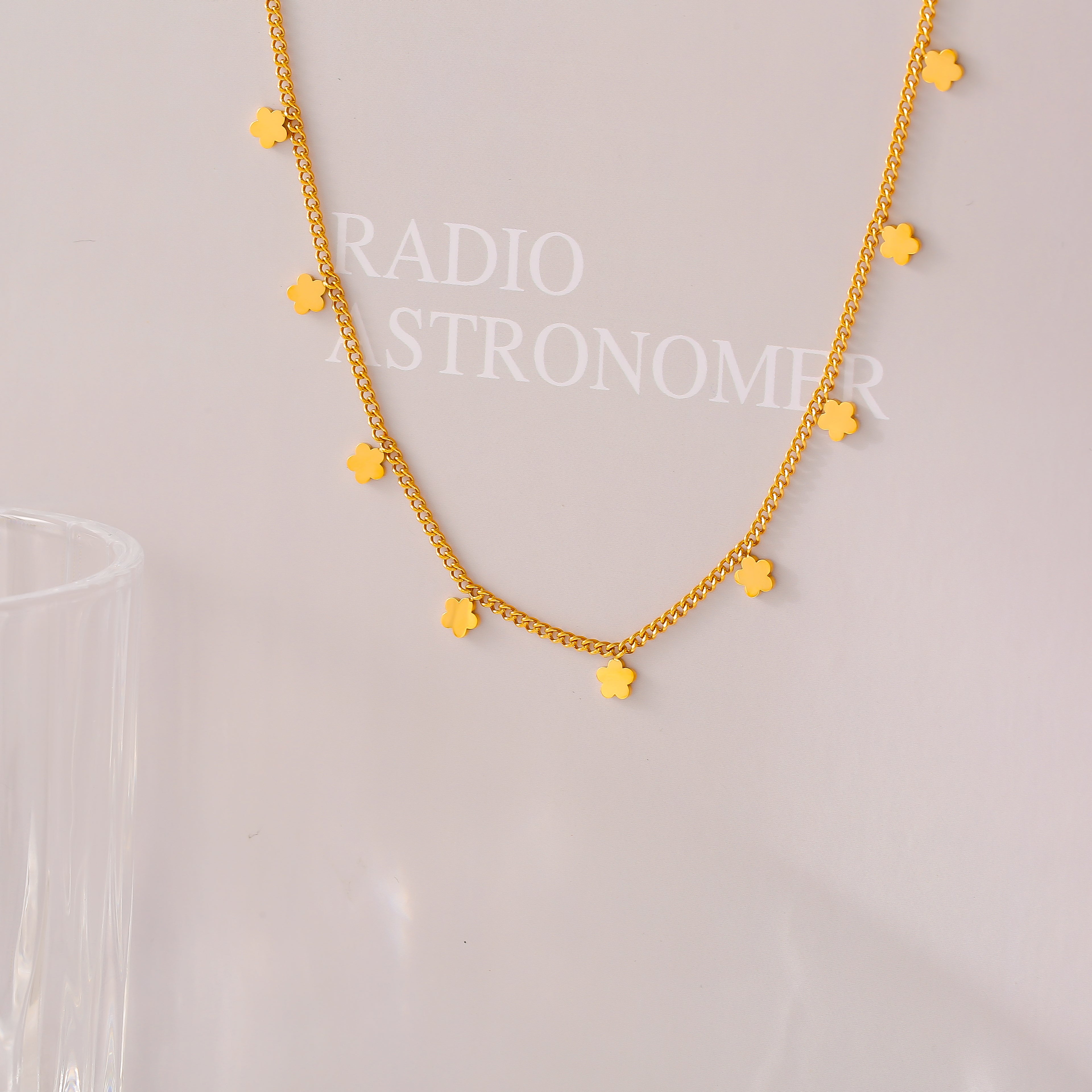 Dainty Multi Flower Charm Choker Necklace