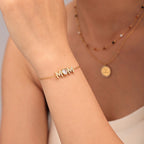 18K Gold Plated MOM Heart Crystal Chain Bracelet