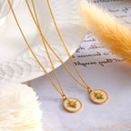 French Vintage Shell Medallion Gold Necklace
