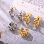 Textured Gemstone Hoop Earrings & Adjustable Ring
