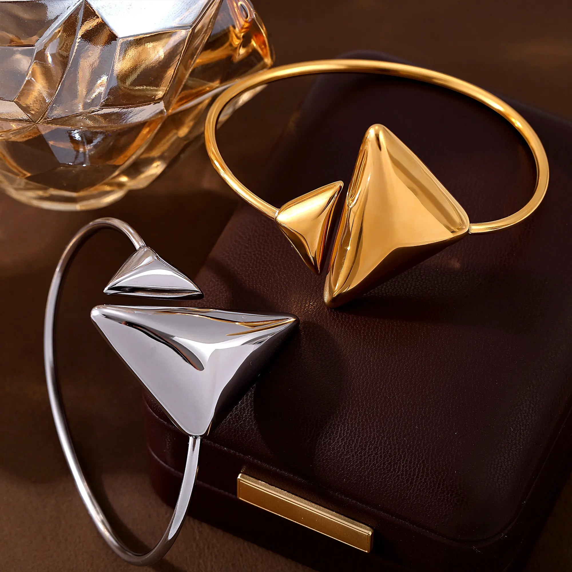 Chic Geometric Triangle Open Cuff Bangle