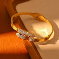 Pave Crystal Snake Motif Cutout Hinge Bangle