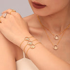 Double Circle CZ Necklace Bracelet & Ring Jewelry Set