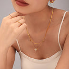 Sparkling CZ Clover Flower Necklace & Bracelet Jewelry Set