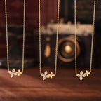 Dainty CZ Double Flower Layered Necklace & Bracelet Set